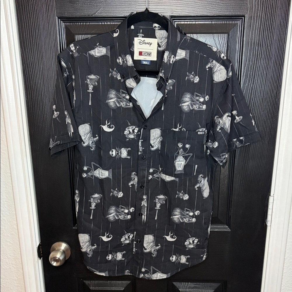 RSVLTS Disney Nightmare Before Christmas Black Button-Down Shirt